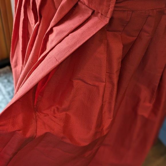 Teri Jon Silk Shirtdress in Coral Red with Onyx Buttons - Picture 8 of 11